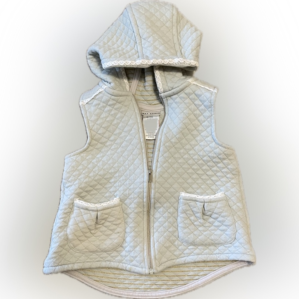 Max Studio Green Zip Vest with Hood 24M